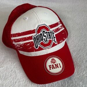 Ohio State OSU Buckeyes Embroidered Snap Back Cap 
Red White Baseball Hat Sporty